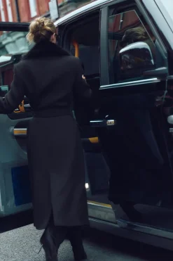 Online ABRIGO SOLAPA EFECTO PELO CON LANA Mujer Abrigos / Anoraks