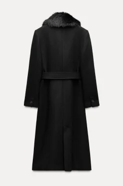 Online ABRIGO SOLAPA EFECTO PELO CON LANA Mujer Abrigos / Anoraks