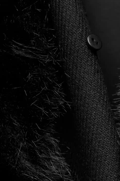 Online ABRIGO SOLAPA EFECTO PELO CON LANA Mujer Abrigos / Anoraks