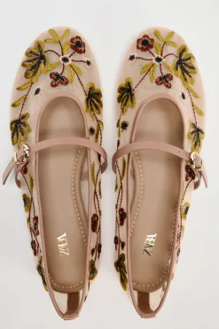 Sale BAILARINA MESH BORDADO FLORES Mujer Zapatos