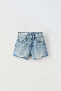 Niños ZARA 6 - 14 Años·Faldas / Bermudas<BERMUDA DENIM DESHILACHADO