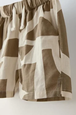 Niños ZARA 1½ - 6 Años·Pantalones / Leggings|6 - 18 Meses·Braguitas / Bermudas<BERMUDA ESTAMPADA CON LINO