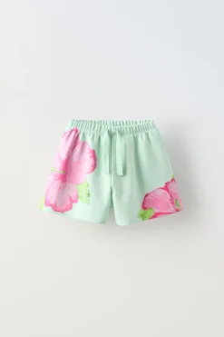 Niños ZARA 6 - 14 Años·Faldas / Bermudas<BERMUDA FELPA FLOR