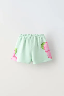Niños ZARA 6 - 14 Años·Faldas / Bermudas<BERMUDA FELPA FLOR