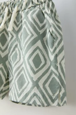 Niños ZARA 1½ - 6 Años·Pantalones / Leggings|6 - 18 Meses·Braguitas / Bermudas<BERMUDA ROMBOS CON LINO