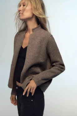 Online BLAZER ABIERTA 100% LANA Mujer Cárdigan / Jerséis|Punto