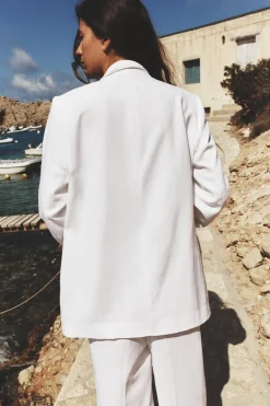 Fashion BLAZER ABIERTA CON LINO Mujer Blazers / Chalecos