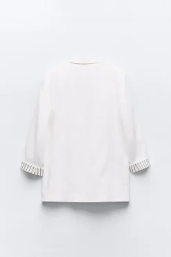 Fashion BLAZER ABIERTA CON LINO Mujer Blazers / Chalecos