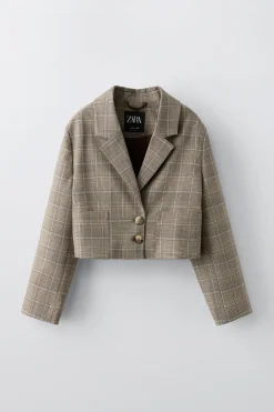 Niños ZARA 6 - 14 Años·Abrigos<BLAZER CORTA CUADROS