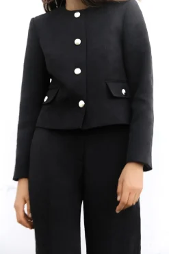 Clearance BLAZER CORTA JACQUARD Mujer Blazers / Chalecos