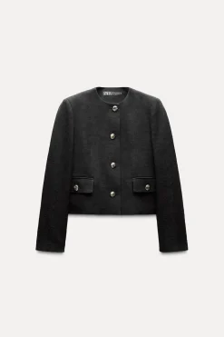 Clearance BLAZER CORTA JACQUARD Mujer Blazers / Chalecos