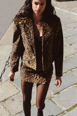 Best BLAZER CROP OVERSIZE TERCIOPELO ESTAMPADO ANIMAL Mujer Blazers / Chalecos