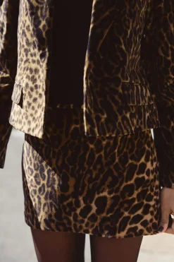 Best BLAZER CROP OVERSIZE TERCIOPELO ESTAMPADO ANIMAL Mujer Blazers / Chalecos