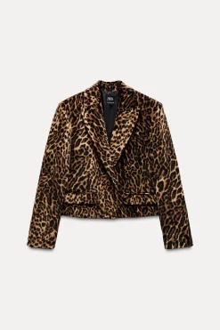 Best BLAZER CROP OVERSIZE TERCIOPELO ESTAMPADO ANIMAL Mujer Blazers / Chalecos
