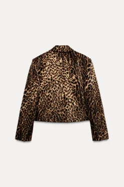 Best BLAZER CROP OVERSIZE TERCIOPELO ESTAMPADO ANIMAL Mujer Blazers / Chalecos