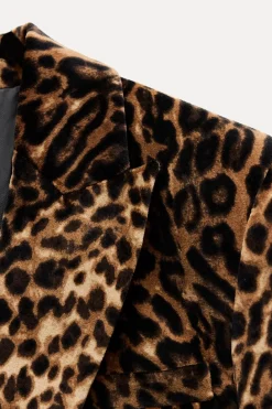 Best BLAZER CROP OVERSIZE TERCIOPELO ESTAMPADO ANIMAL Mujer Blazers / Chalecos
