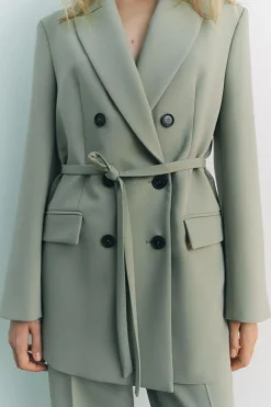 Fashion BLAZER CRUZADA CINTURÓN Mujer Blazers / Chalecos