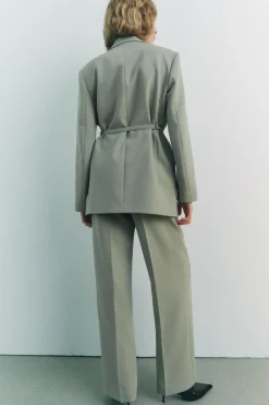 Fashion BLAZER CRUZADA CINTURÓN Mujer Blazers / Chalecos