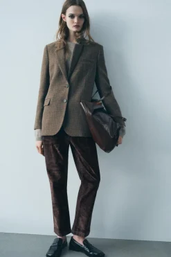 Outlet BLAZER CUADROS CON LANA ZW COLLECTION Mujer Blazers / Chalecos