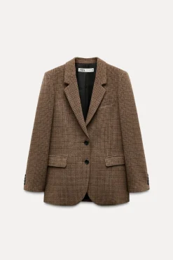 Outlet BLAZER CUADROS CON LANA ZW COLLECTION Mujer Blazers / Chalecos