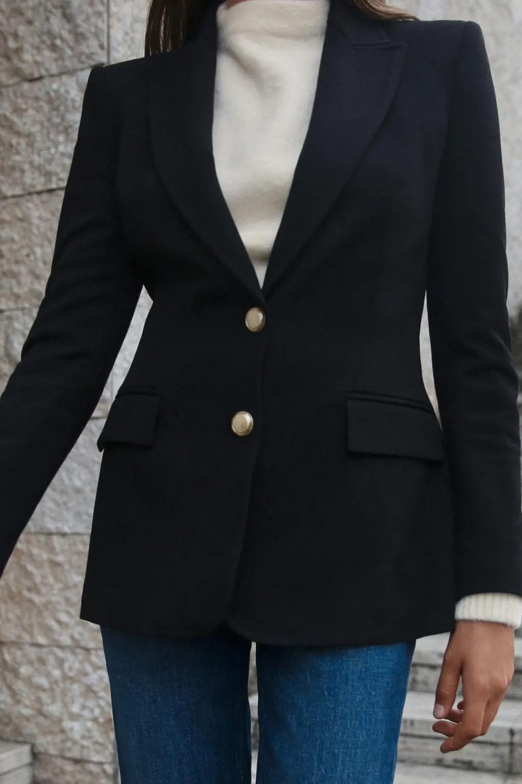 New BLAZER ENTALLADA BOTÓN DORADO Mujer Blazers / Chalecos