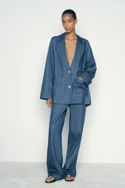 Sale BLAZER OVERSIZE EFECTO DENIM Mujer Blazers / Chalecos