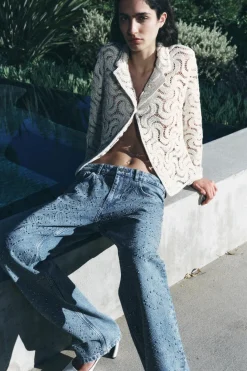 New BLAZER PUNTO ABIERTO ABALORIOS Mujer Blazers / Chalecos|Cárdigan / Jerséis