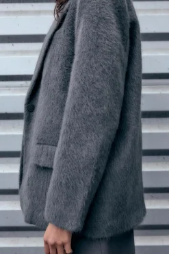 Best BLAZER RECTA OVERSIZE EFECTO PELO SOFT Mujer Blazers / Chalecos