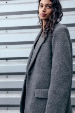 Best BLAZER RECTA OVERSIZE EFECTO PELO SOFT Mujer Blazers / Chalecos