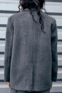 Best BLAZER RECTA OVERSIZE EFECTO PELO SOFT Mujer Blazers / Chalecos