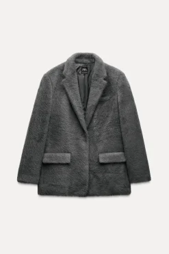 Best BLAZER RECTA OVERSIZE EFECTO PELO SOFT Mujer Blazers / Chalecos