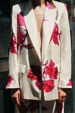 Discount BLAZER SATINADA ESTAMPADO FLORAL Mujer Blazers / Chalecos