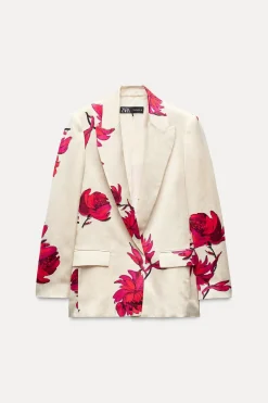 Discount BLAZER SATINADA ESTAMPADO FLORAL Mujer Blazers / Chalecos