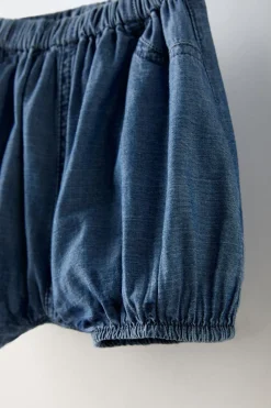 Niños ZARA 6 - 18 Meses·Braguitas / Bermudas<BLOOMER DENIM FLUIDO