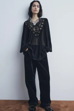 Discount BLUSA ABALORIOS ZW COLLECTION Mujer Camisas / Blusas