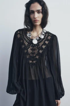 Discount BLUSA ABALORIOS ZW COLLECTION Mujer Camisas / Blusas