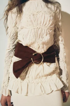 Best BLUSA BORDADA FRUNCES ZW COLLECTION Mujer Camisas / Blusas