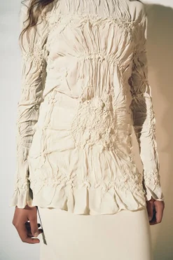 Best BLUSA BORDADA FRUNCES ZW COLLECTION Mujer Camisas / Blusas