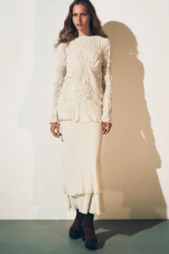 Best BLUSA BORDADA FRUNCES ZW COLLECTION Mujer Camisas / Blusas