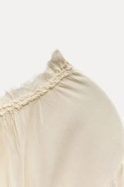 Best BLUSA BORDADA FRUNCES ZW COLLECTION Mujer Camisas / Blusas