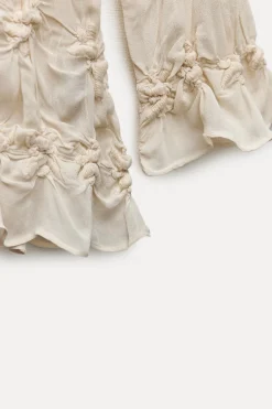 Best BLUSA BORDADA FRUNCES ZW COLLECTION Mujer Camisas / Blusas