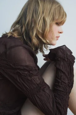 Hot BLUSA BORDADA FRUNCES ZW COLLECTION Mujer Camisas / Blusas