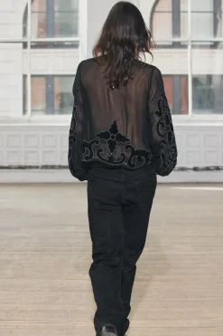 Fashion BLUSA BORDADA TERCIOPELO ZW COLLECTION Mujer Camisas / Blusas