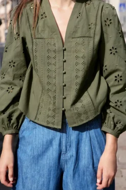 Hot BLUSA BORDADOS PERFORADOS Mujer Camisas / Blusas