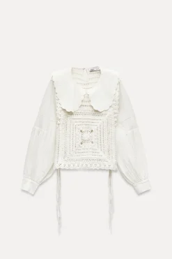 Fashion BLUSA COMBINADA CROCHET Mujer Cárdigan / Jerséis|Punto