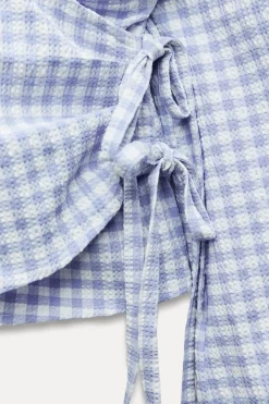 Outlet BLUSA CRUZADA CUADRO VICHY Mujer Camisas / Blusas