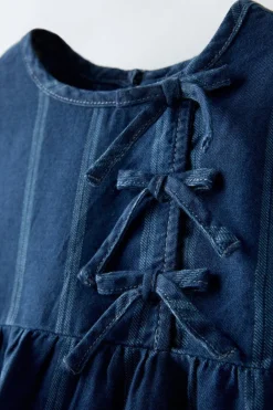 Niños ZARA 1½ - 6 Años·Camisas|1½ - 6 Años·Jeans / Denim<BLUSA DENIM RAYAS LAZOS