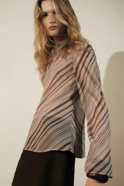 Sale BLUSA DRAPEADA RAYAS ZW COLLECTION Mujer Camisas / Blusas
