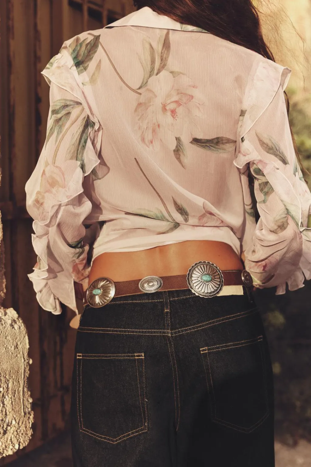 Discount BLUSA ESTAMPADO FLORES VOLANTES Mujer Camisas / Blusas