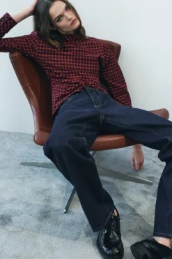 Sale BLUSA FRUNCE CUADROS ZW COLLECTION Mujer Camisas / Blusas